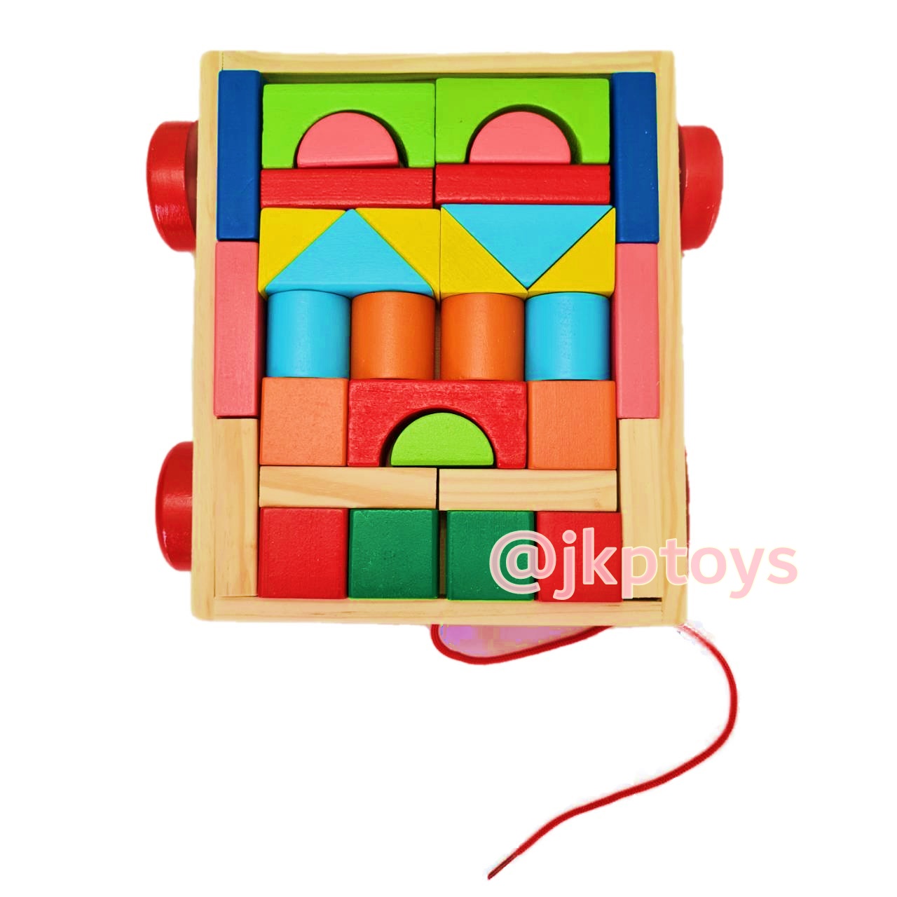 ของเล่นไม้เสริมพัฒนาการ รถลาก บล็อคไม้ 32 ชิ้น