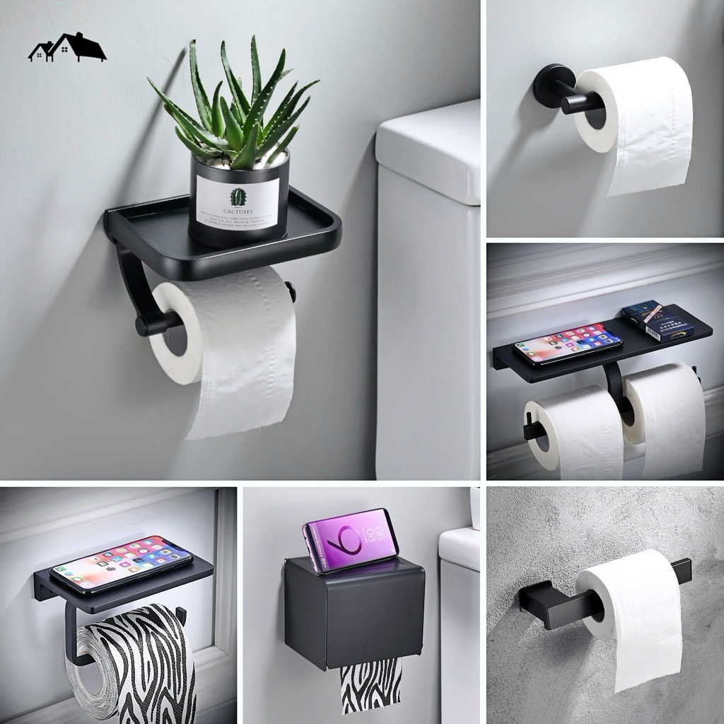 [TI] Toilet Tissue Holder กล่องแขวนทิชชู่ ที่แขวนทิชชู่ ติดผนัง อลูมิเนียม สีดำ Nordic Style