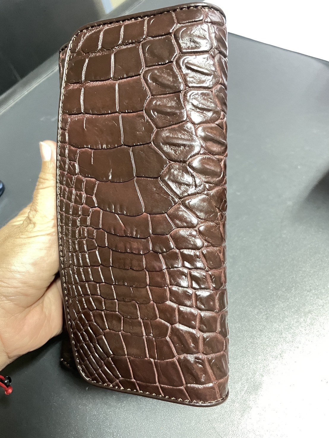 กระเป๋าหนังจระเข้แท้แบบ3พับ (หนังขา)