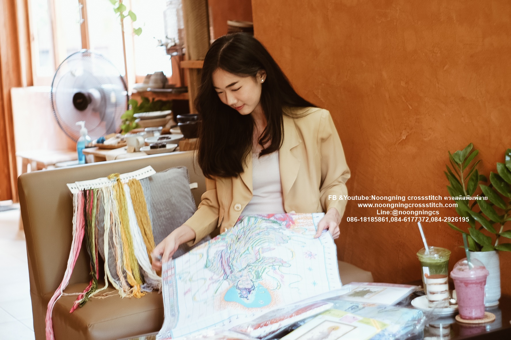เสือโคร่งคู่ มงคล ชุดปักครอสติส พิมพ์ลาย ครอสติสจีน งานฝีมือทำที่บ้าน DIY