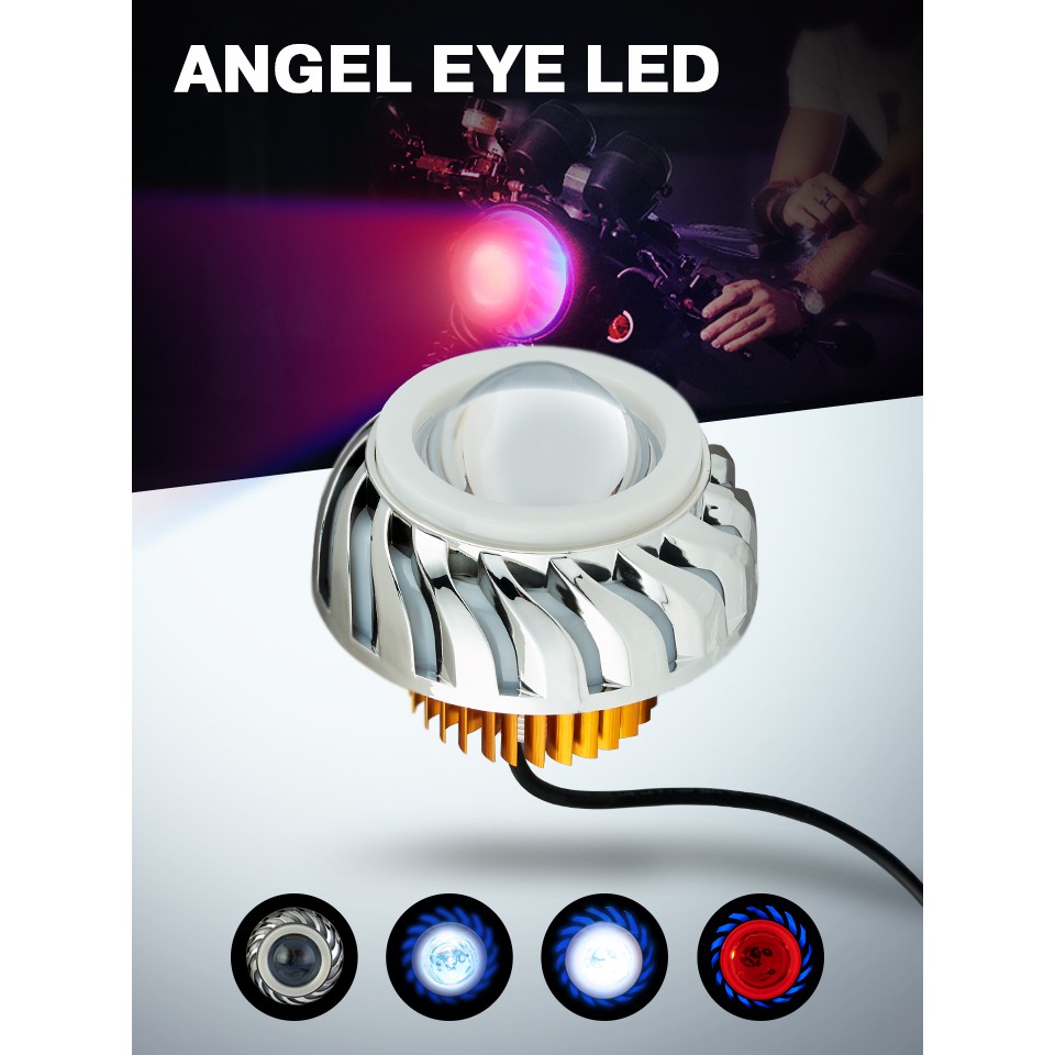 !!สินค้าขายดี!! ไฟหน้าโปรเจคเตอร์มอเตอร์ไซค์ ไฟ LED 3 ระดับ ชุุดแต่งไฟหน้า ไฟหน้ารถมอไซค์ Motorcycle Angel Eye LED Light