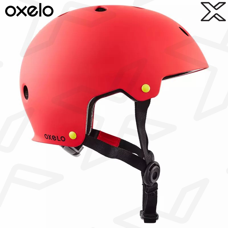 OXELO หมวกกันน็อคสำหรับเล่นสเก็ต สเก็ตบอร์ด และสกู๊ตเตอร์รุ่น Play 7 (สีแดง)