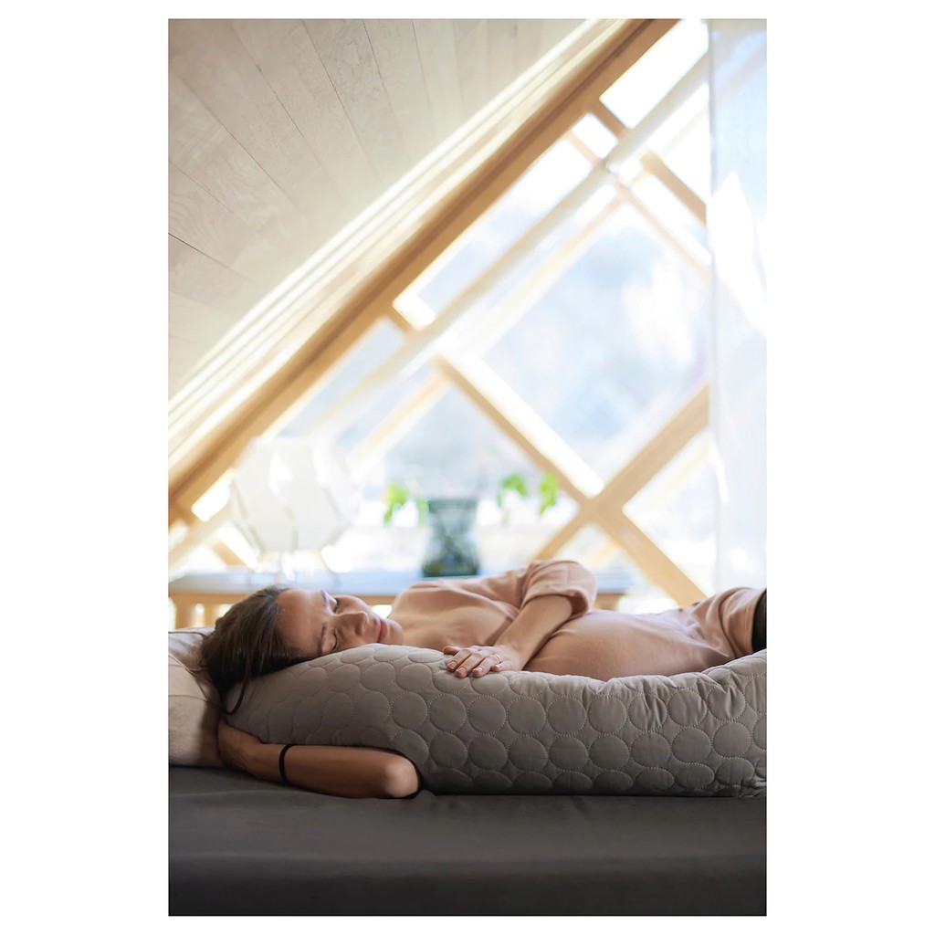 หมอน หมอนอิง หมอนโซฟาOMTÄNKSAM ออมแทงค์ซาม หมอนข้าง, เทา, 75x20 ซม.