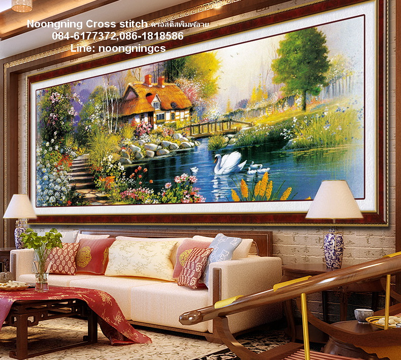 ดอกไม้ ชุดปักครอสติช พิมพ์ลาย ครอสติสจีน งานฝีมือ DIY