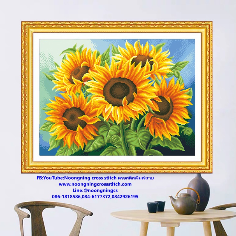 กวางแม่ลูก มงคล ชุดปักครอสติส พิมพ์ลาย ครอสติสจีน งานฝีมือทำที่บ้าน DIY