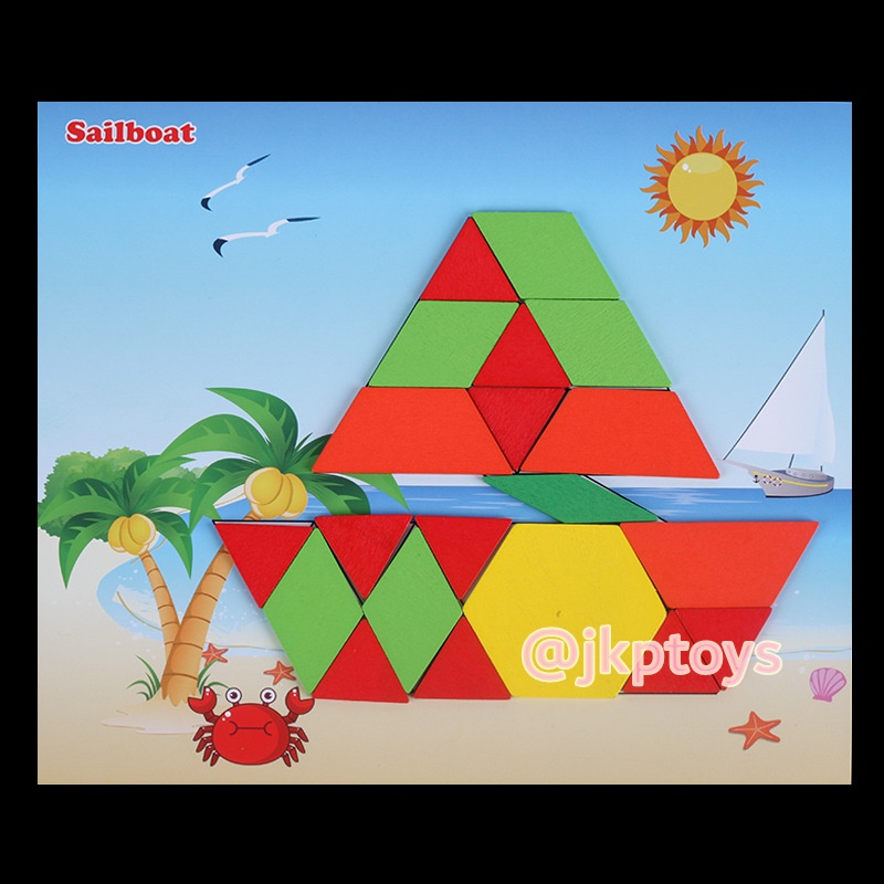 ของเล่นไม้เสริมพัฒนาการตัวต่อ tangram 250 ชิ้น