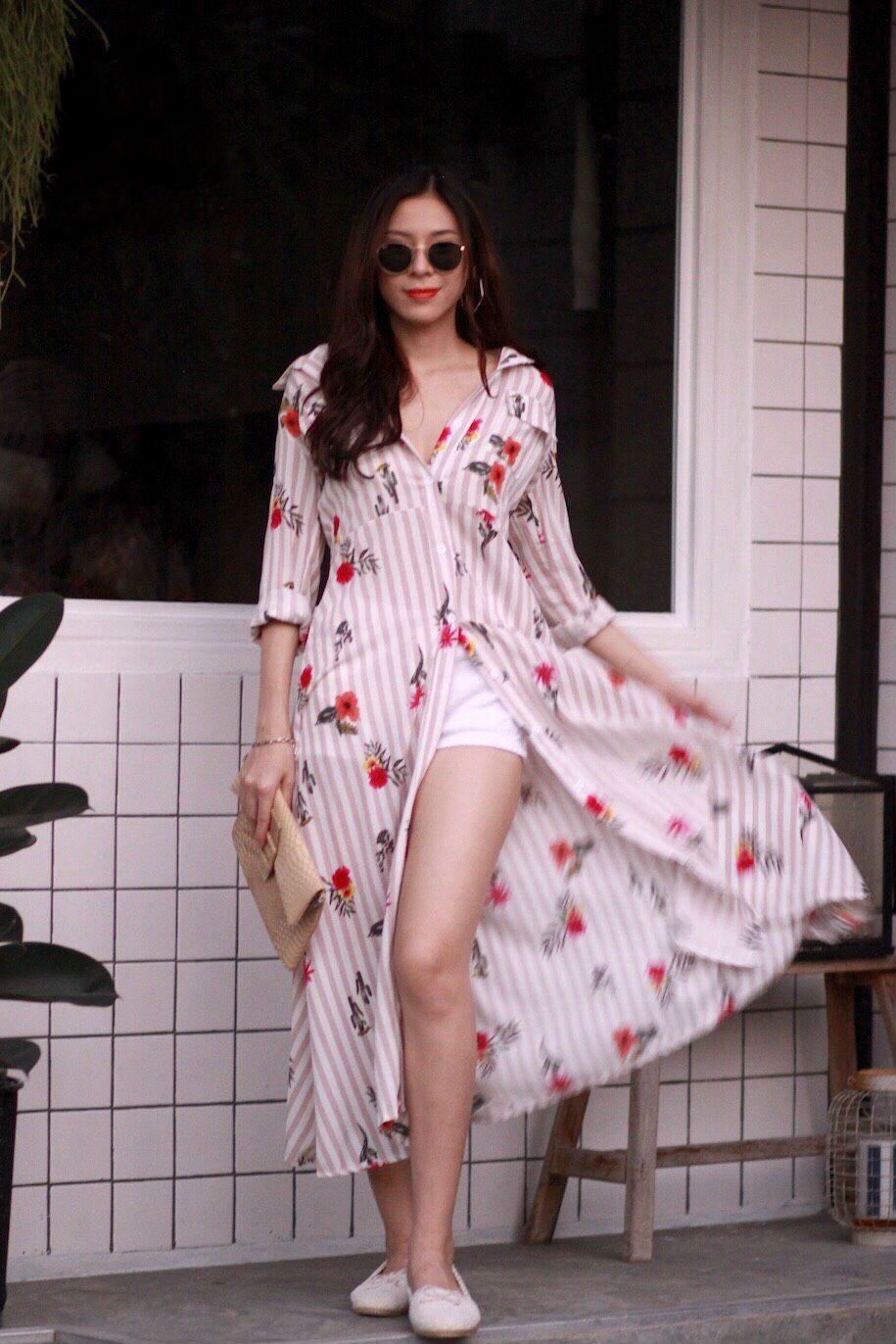 MD0030 เสื้อผ้าแฟชั่นเกาหลี เดรสเกาหลี เดรสยาว เดรสแฟชั่น แม็กซี่เดรส Maxidress ลายดอก Maxi Dress