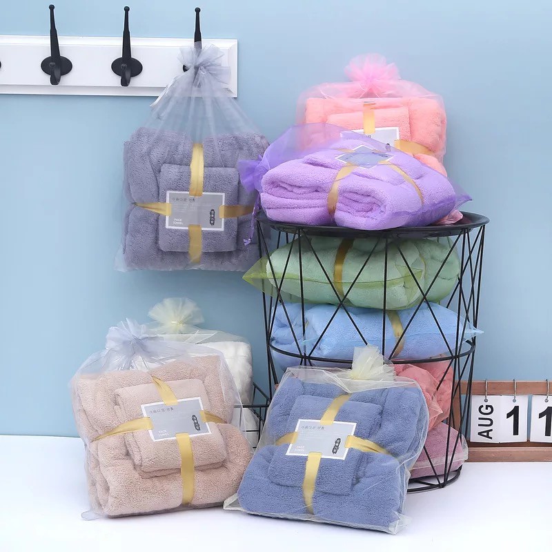 [พร้อมส่ง] NEWแพคคู่ ผ้าขนหนูขนเป็ด ของรับไหว้ ของขวัญ งานแต่ง งานบุญ