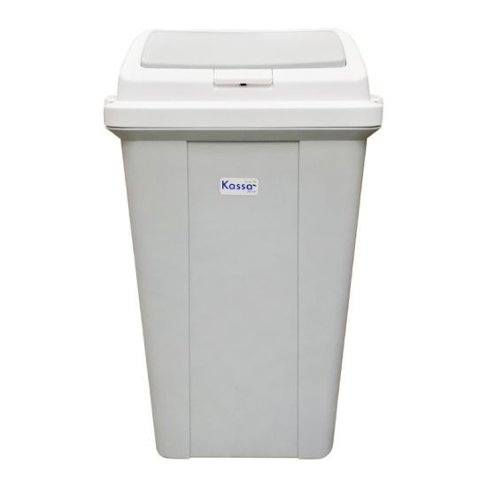 KASSA HOME ถังขยะฝาสปริง ทรงเหลี่ยม 45 ลิตร รุ่น PN6046 ขนาด 25 x 38 x 70 ซม. สีเทา ผลิตจากพลาสติก PP เนื้อหนา คุณภาพดี