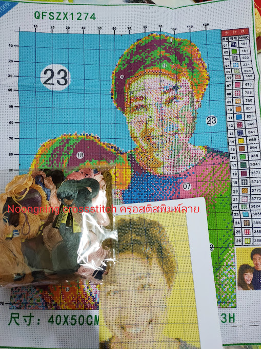 ครอสติส สั่งทํา 40x50ซม รูปกับแฟน ชุดปักครอสติส พิมพ์ลาย ครอสติสจีน งานฝีมือทำที่บ้าน DIY