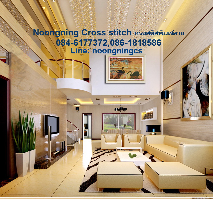 ดอกไม้ ชุดปักครอสติช พิมพ์ลาย ครอสติสจีน งานฝีมือ DIY