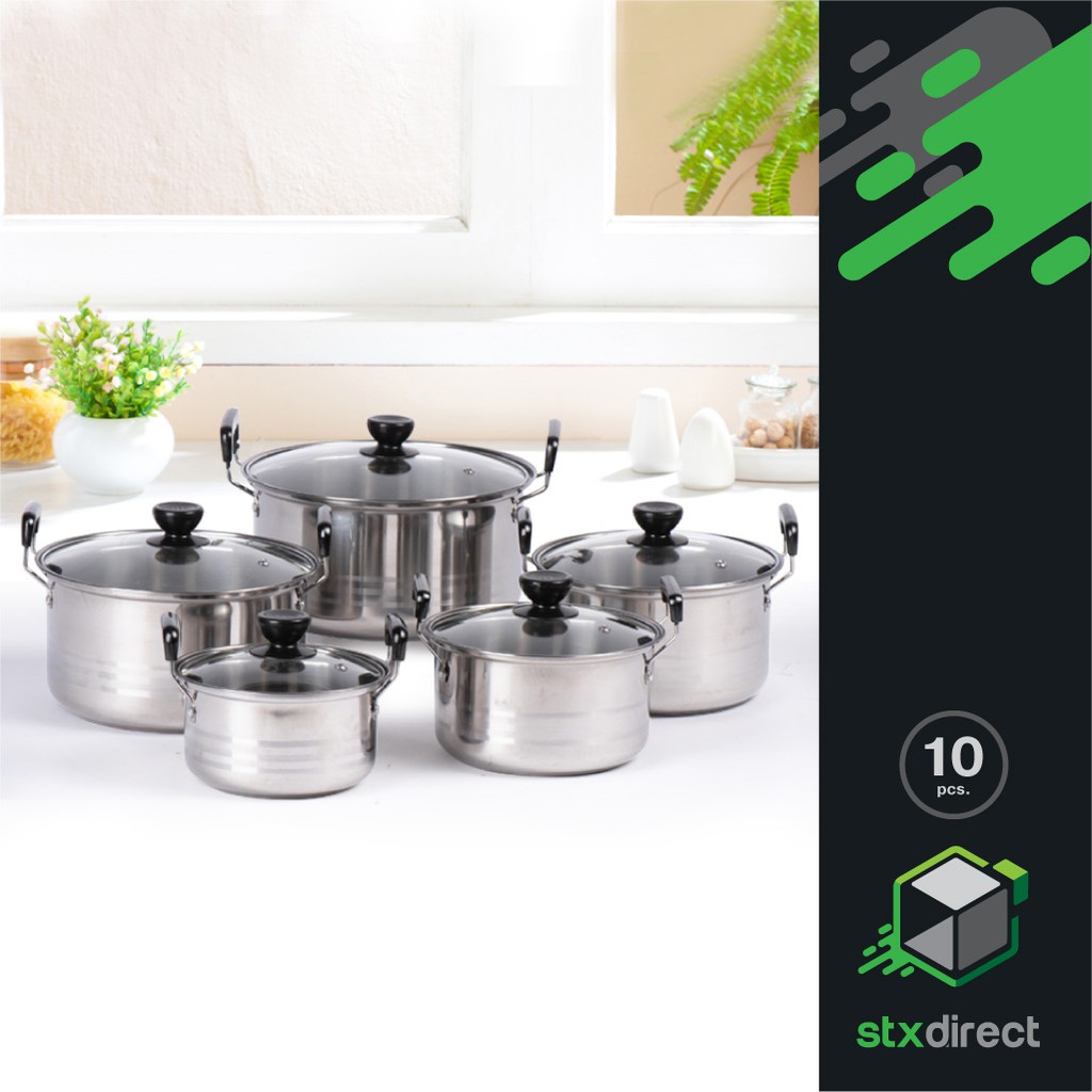 !!สินค้าขายดี!! ชุดหม้ออเนกประสงค์ เซ็ต 10 ชิ้น 10-Piece Pot Set