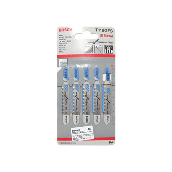 เครื่องมือช่าง สว่าน ดอกสว่าน ใบเลื่อย จิ๊กซอ BOSCH T118GFS BOSCH T118GFS JIGSAW BLADE