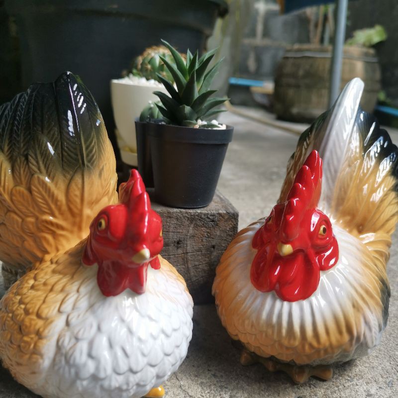 ตุ๊กตาตกแต่งสวน ไก่แจ้เซรามิก ไก่แจ้เซรามิค 1 คู่(ตัวผู้ และตัวเมีย) จัดสวน แต่งสวน จัดบ้าน แต่งบ้าน แต่งร้าน