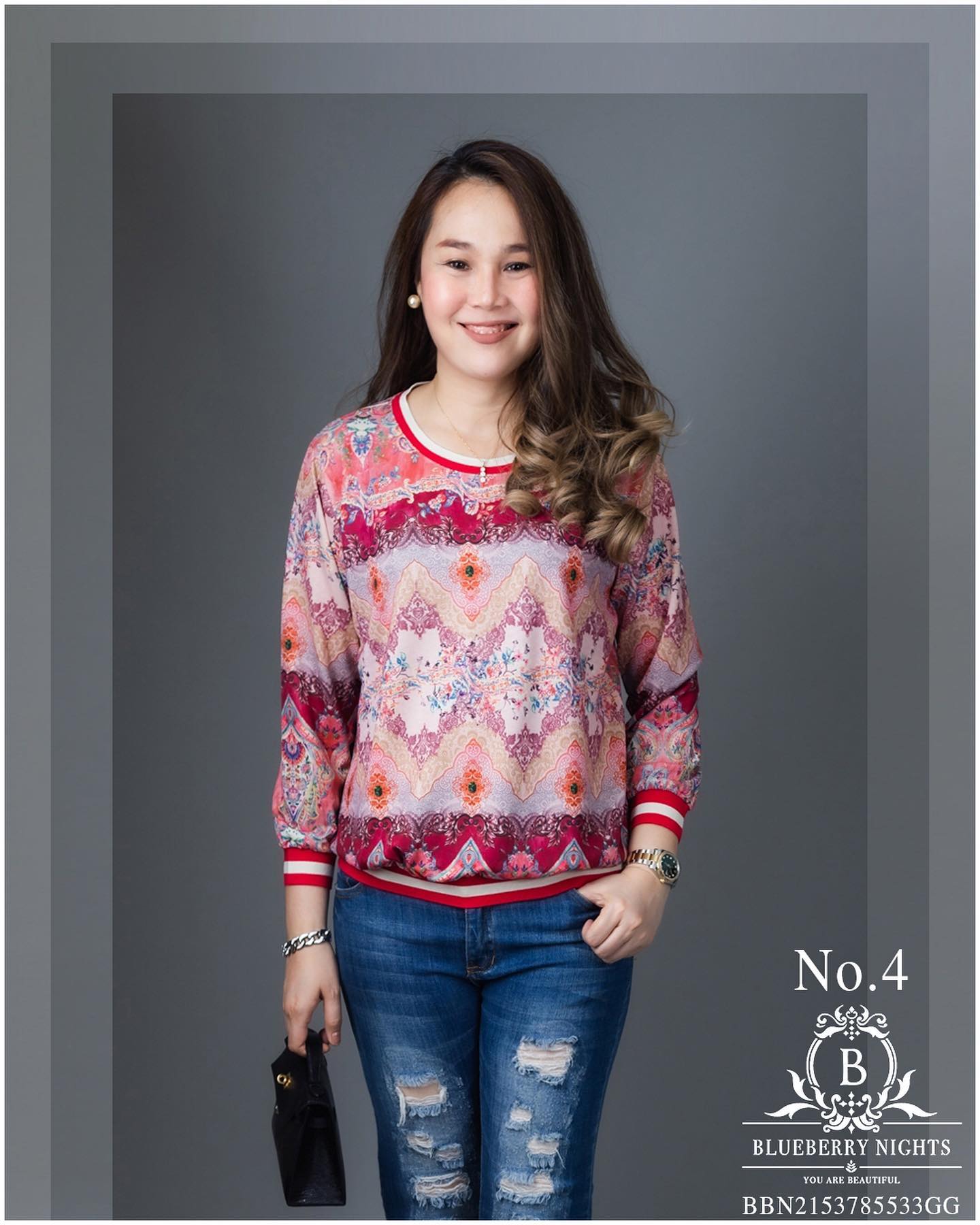 SaLe++ #Blueberry Nights B3672 เสื้อทีเชิ้ตแขนยาว GG ผ้าโพลีเอสเตอร์ผสมคอตต้อนเนื้อนุ่มยืดหยุ่นได้ดีเกรดพรีเมี่ยม ตัดเย็บสวยเนี้ยบสไตล์แบรนด์เนมสุดหรู ดีเทลพิมพ์ลายแบรนด์เนมสีคมชัดสวยเป๊ะ ♡เหมาะสำหรับสาวๆๆรอบอก(36-46)♡ ใส่สวยได้ทุกๆโอกาส หรู