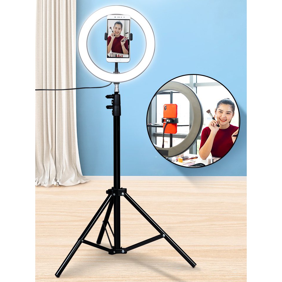 !!สินค้าขายดี!! ขาตั้งมือถือ พร้อมไฟ ขาตั้งไลฟ์สด LED Mobile Tripod and Light Set