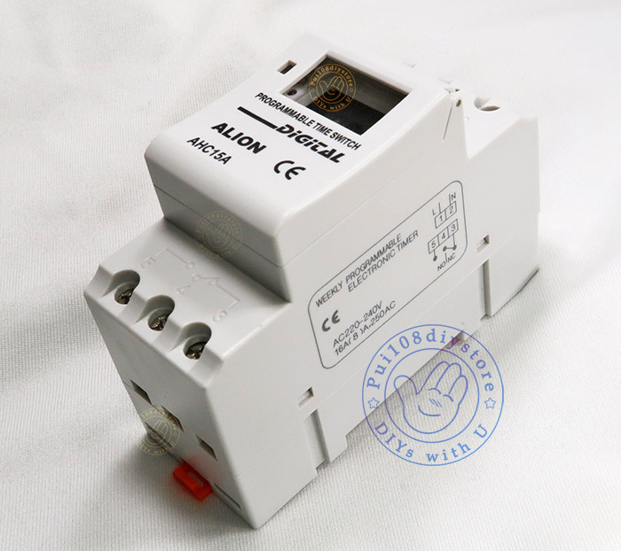 ภาพเนมเพลท เครื่องตั้งเวลา 1 ช่อง ชนิดดิจิตอลALION AHC15A digital timer, name plate picture