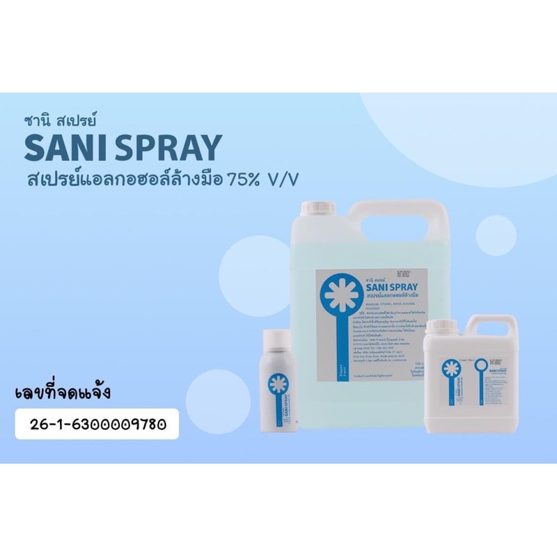 Sani spray สเปรย์ 1000 ml กลิ่นหอม ไม่เหนียวเหนอะหนะ ฉีดได้ทุกอุปกรณ์ และสามารถเก็บรักษาได้นาน (ถ้าไม่สัมผัสความร้อน)