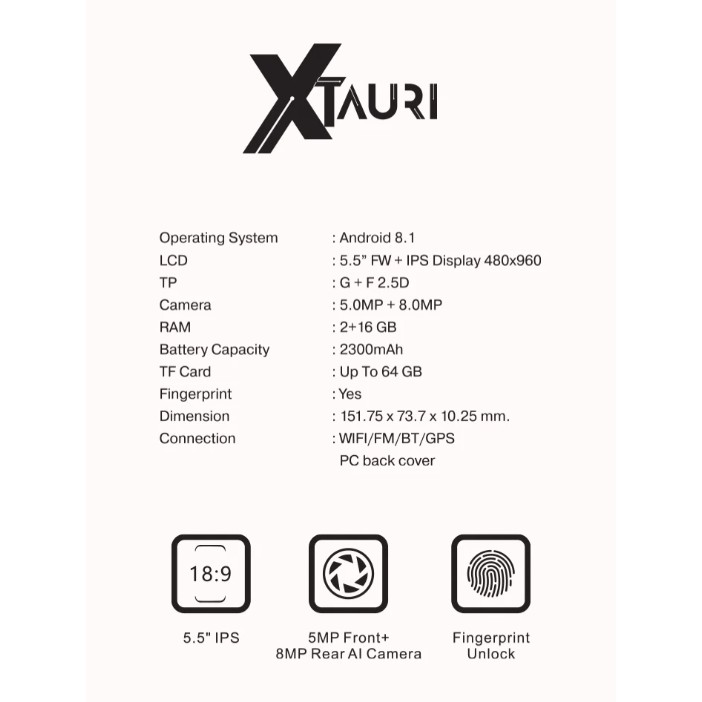 !!สินค้าขายดี!! XTAURI โทรศัพท์มือถือ สมาร์ทโฟน จอ 5.5" ประกัน 1 ปี X60 Smartphone
