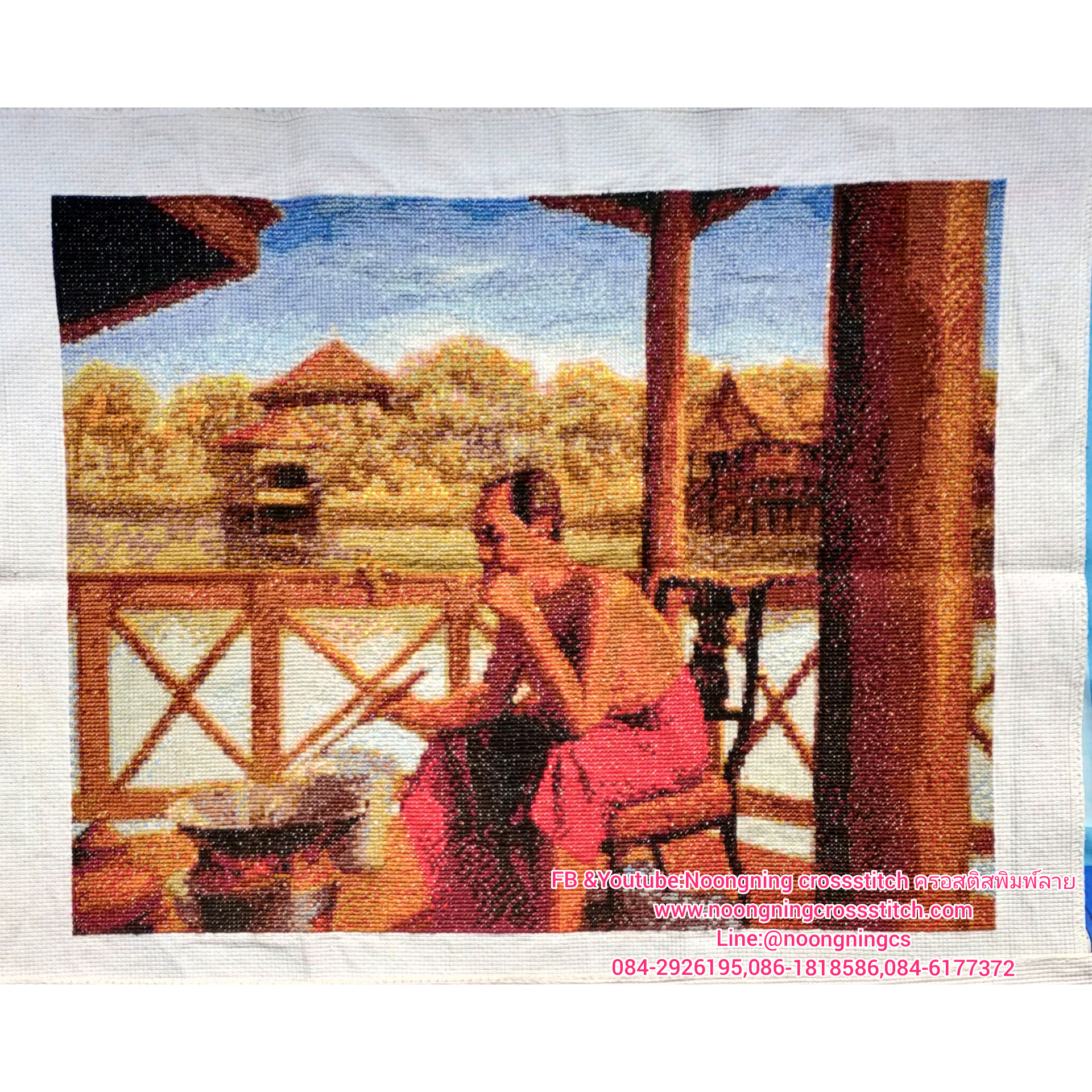 หลวงพ่อคูณ ปริสุทโธ ชุดปักครอสติช พิมพ์ลาย ครอสติสจีน งานฝีมือ DIY