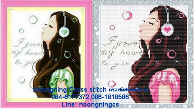Music Girl ชุดปักครอสติช พิมพ์ลาย ครอสติสจีน งานฝีมือ DIY
