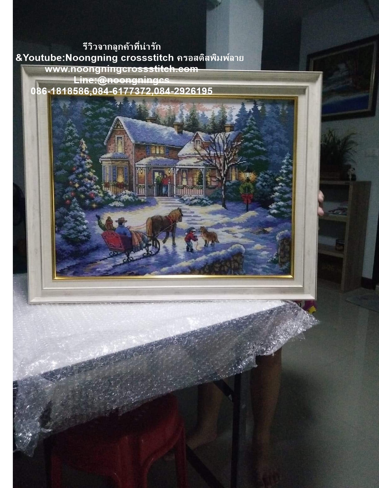 ปลาโลมา ชุดปักครอสติส พิมพ์ลาย ครอสติสจีน งานฝีมือทำที่บ้าน DIY