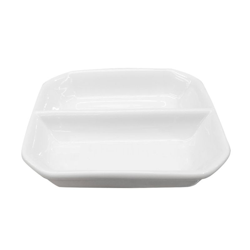 ROYAL PORCELAIN ถ้วยน้ำจิ้ม 2 ช่อง รุ่น WWP4008 ขนาด 9 ซม. สีขาว เหมาะสำหรับใช้งานทั้งในบ้านและร้านอาหาร