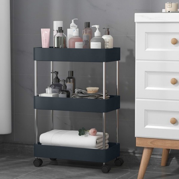 WOOKEE 🔥ถูกที่สุด! ชั้นวางของพลาสติก โครงสแตนเลส 2/3/4/5ชั้น มีล้อเลื่อน ชั้นวางของในครัว ห้องน้ำ พร้อมตะขอและล้อเลื่อน