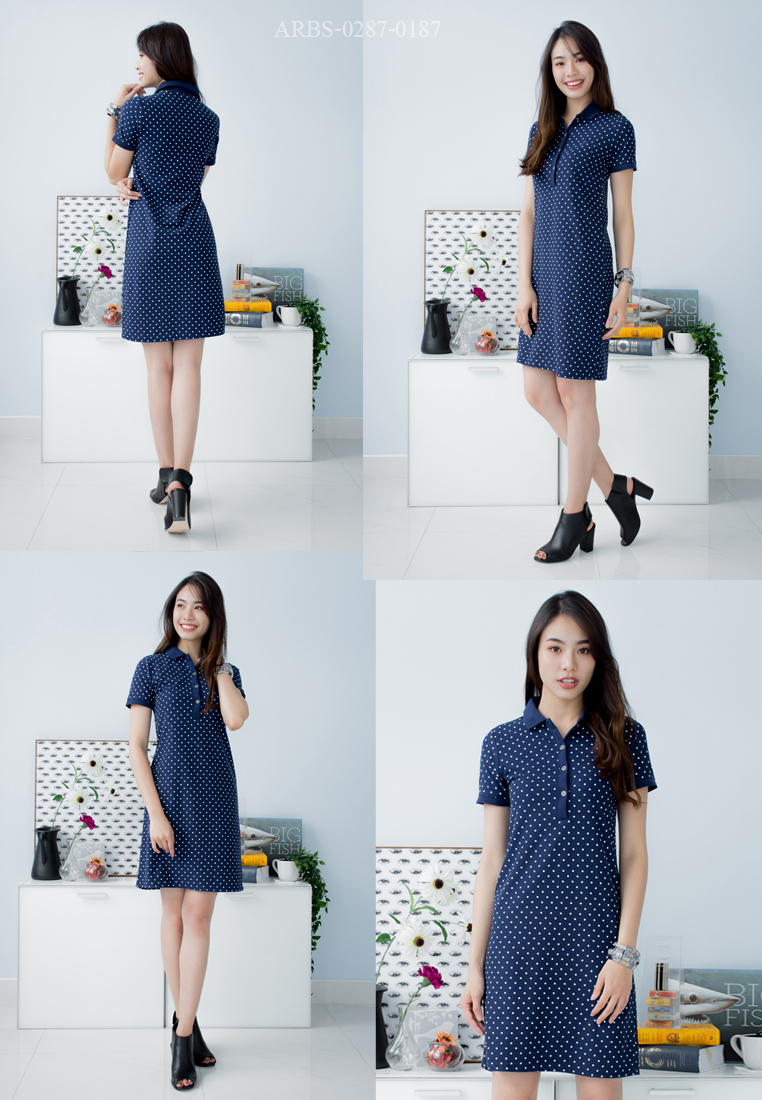 SaLe A02870187 (Whenever) ชุดเดรสสั้นพิมพ์ลายจาก Aries50 ผลิตจากผ้า Cotton ผสม Polyester เนื้อผ้าอย่างดีนุ่มมือ ปกคอเนื้อนุ่มไม่แข็งไม่ม้วน พิมพ์ลายจุด ทรงสวยใส่ได้ทุกโอกาส - คอปกติดกระดุม 4 เม็ด - แขนสั้น - ทรงใส่สบาย - ไม่มีซับใน - ใส่แบบสวม รอบอก x รอบ