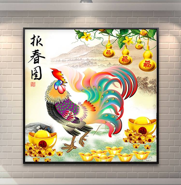ไก่มงคล ครอสติสคริสตัล Diamond painting โมเสก ภาพติดเพชร งานฝีมือทำที่บ้าน DIY
