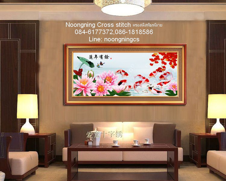 นาง&ดอกโบตั๋น ชุดปักครอสติส พิมพ์ลาย ครอสติสจีน งานฝีมือทำที่บ้าน DIY