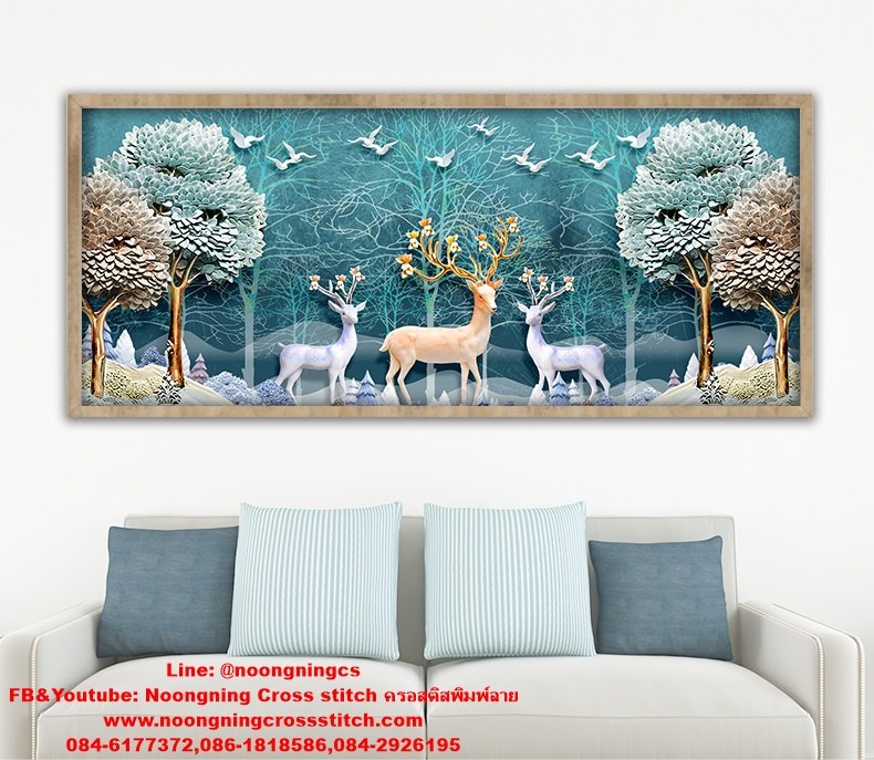 กวางน้อย ศิลปะ ครอสติสคริสตัล Diamond painting โมเสก ภาพติดเพชร งานฝีมือทำที่บ้าน DIY