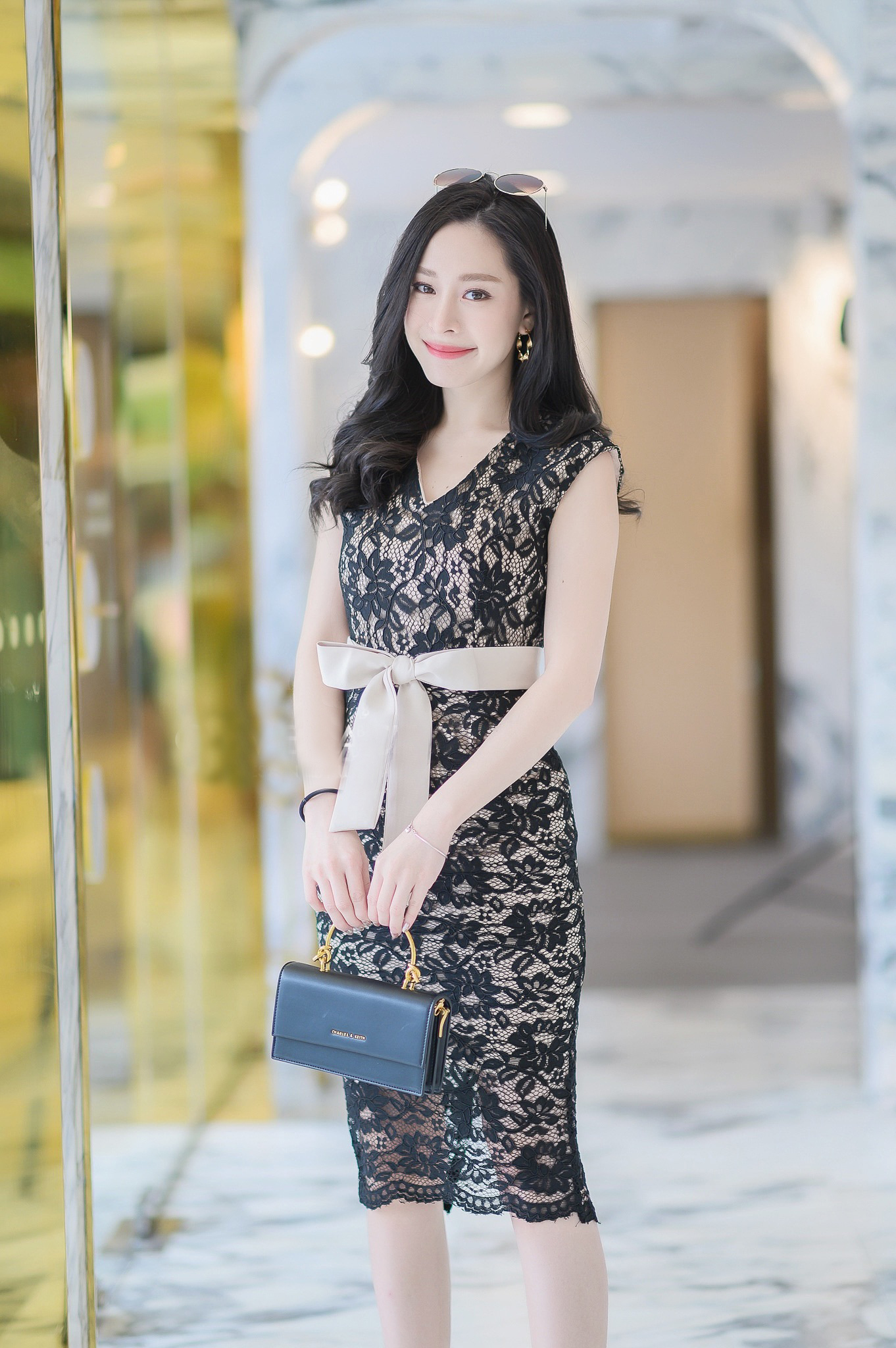 DS0112 เดรสลูกไม้ ชุดลูกไม้ ชุดไปงานแต่ง เดรสออกงาน ชุดออกงาน มินิเดรส เดรสสั้น ชุดทำงาน dress