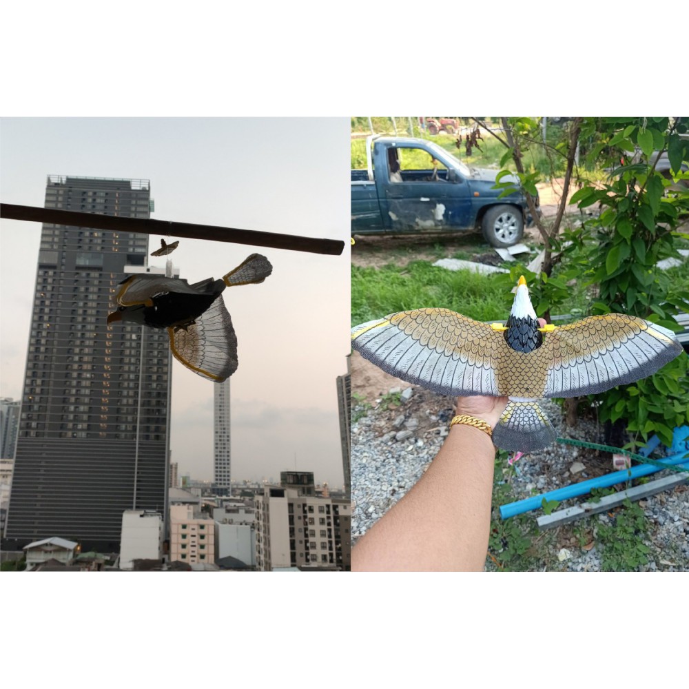 เหยี่ยวไล่นก 🦅 มีเสียง มีไฟที่ตา ปีกขยับค่ะ ใส่ถ่าน AA คละสี 24cm*10cm*6 cm ที่ไล่นก อุปกรณ์ไล่นก อุปกรณ์ป้องกันนก