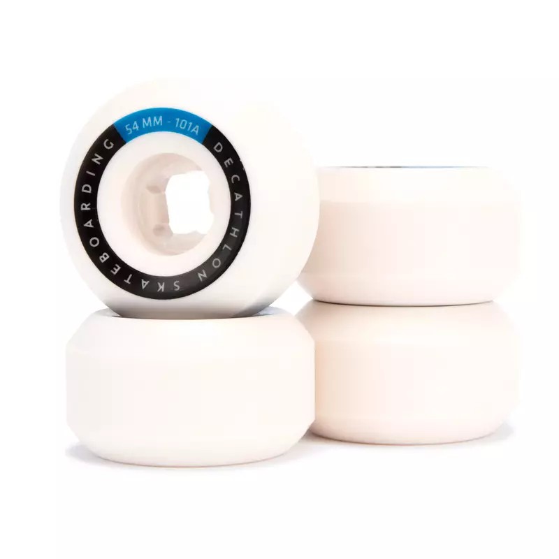 OXELO ล้อสเก็ตบอร์ดทรงกรวย 101A ขนาด 54 มม. แพ็ค 4 ล้อ (สีขาวงาช้าง)