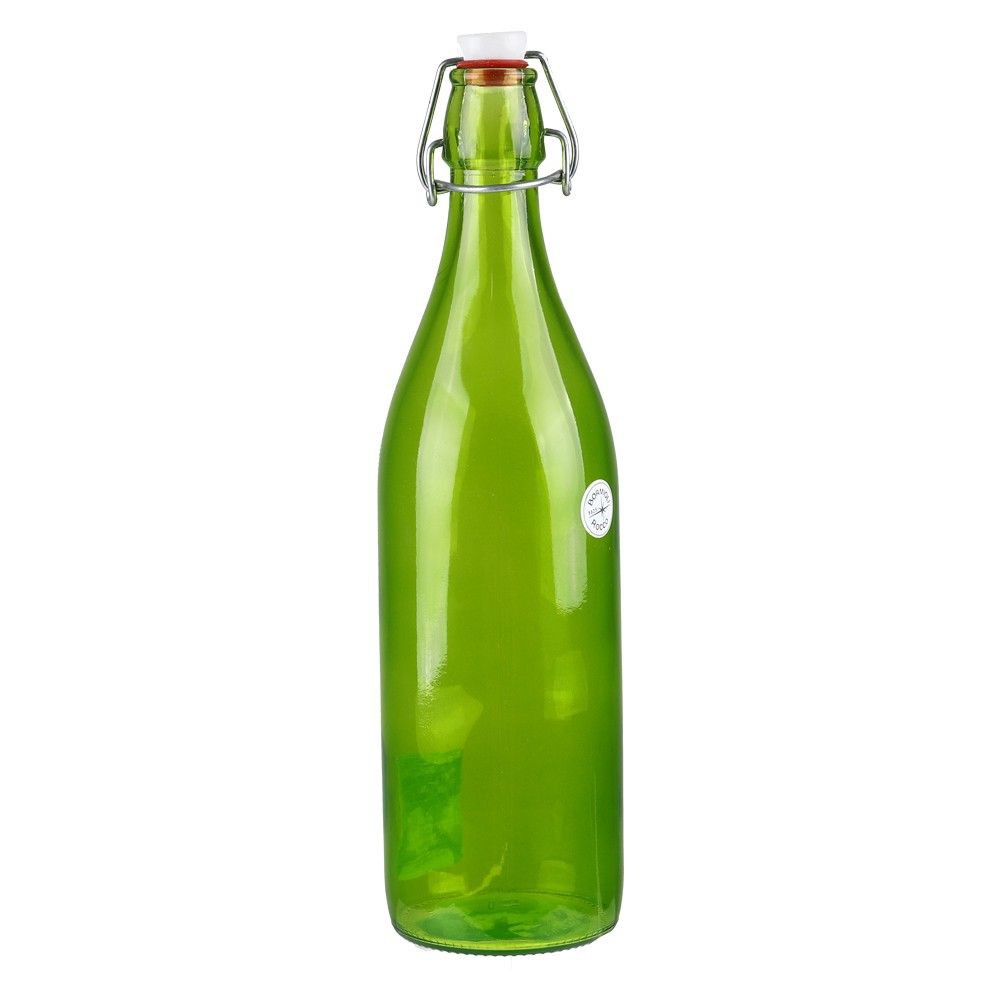 ขวดน้ำแก้ว BORMIOLI GIARA 1 ลิตร ฝาล็อก สีเขียว GLASS 1L GREEN