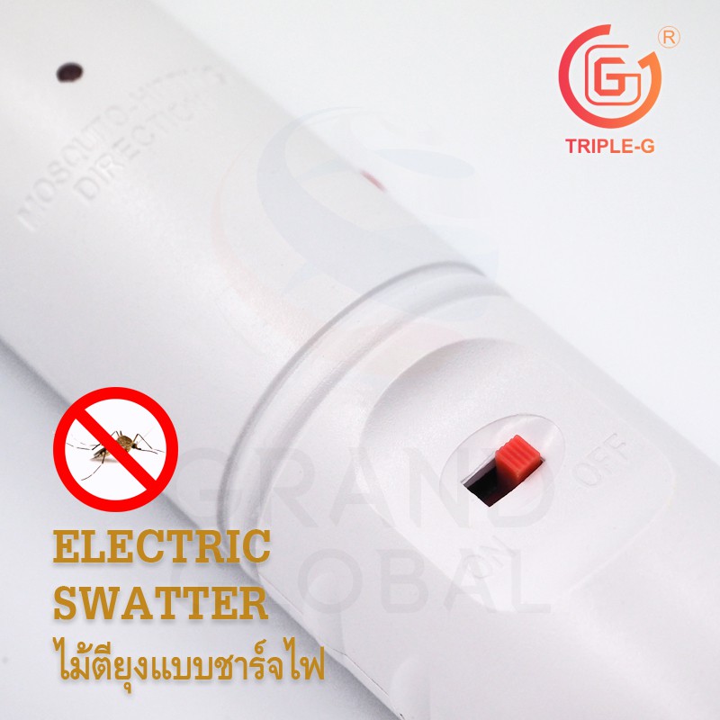 Triple-G | ไม้ตียุง ชาร์จไฟบ้าน ขนาดใหญ่ Mosquito Swatter 10 นิ้ว คละสี