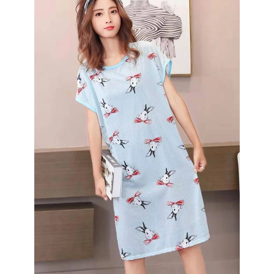 !!สินค้าขายดี!! ชุดนอนเดรส ชุดนอนกระโปรง ชุดนอนผ้าคอตตอน ชุดนอนน่ารัก Cotton Sleep Dress for Women