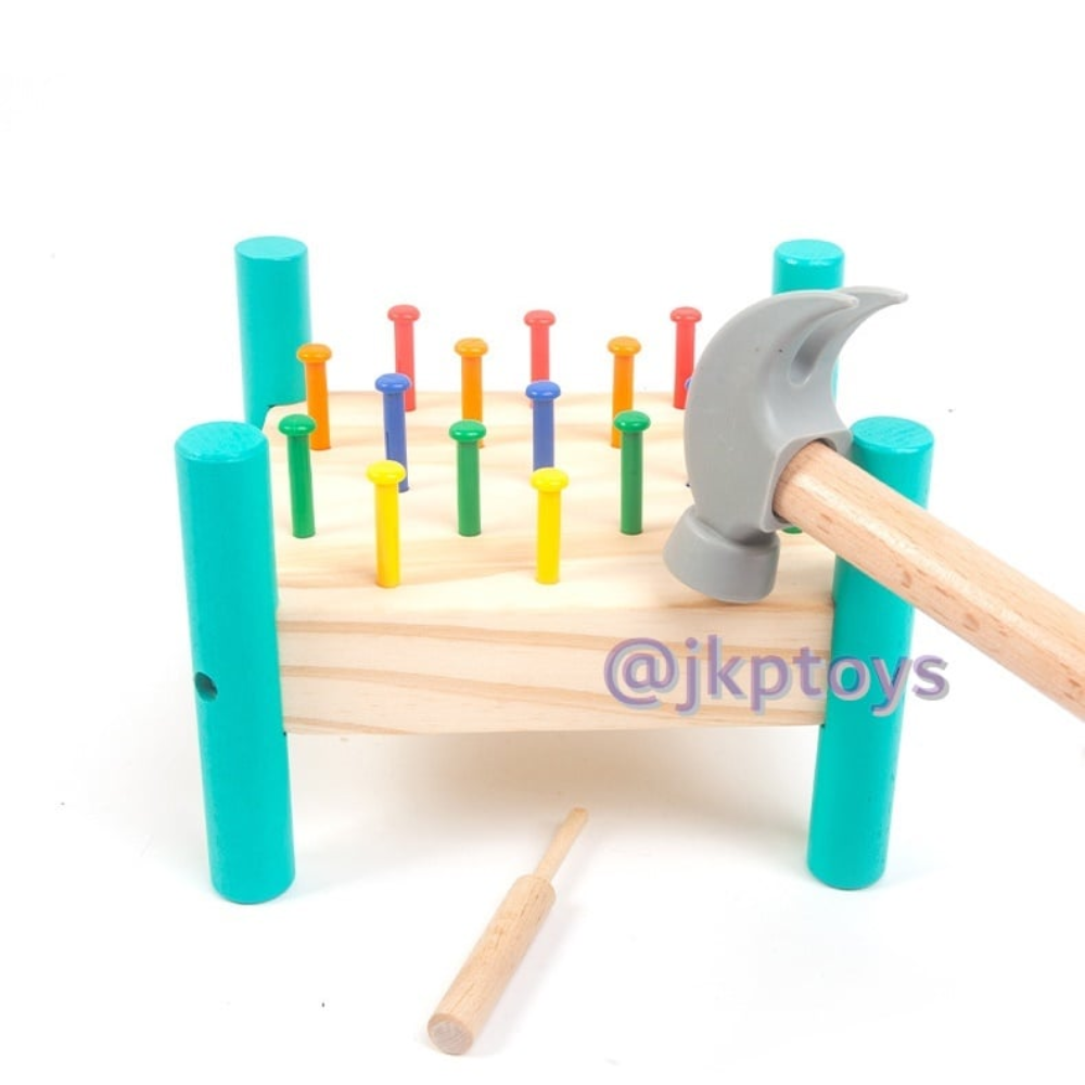 ของเล่นไม้เสริมพัฒนาการ ค้อน ตะปู สอนสี เสริมสร้างกล้ามเนื้อ