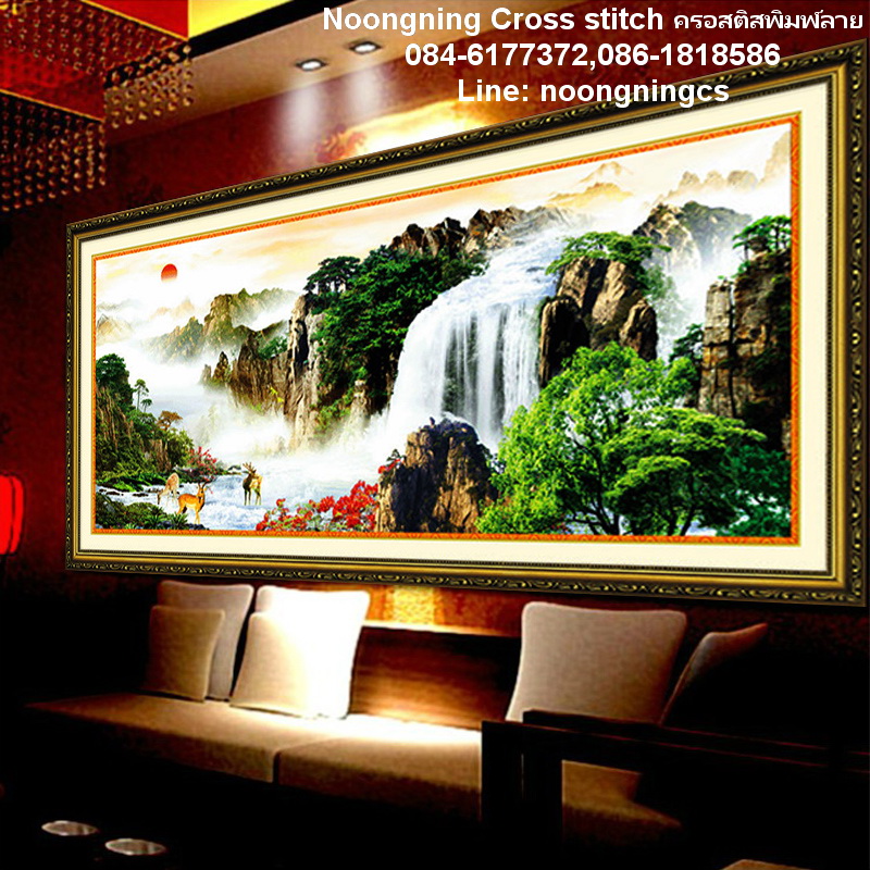 วิวบ้าน ชุดปักครอสติช พิมพ์ลาย ครอสติสจีน งานฝีมือ DIY