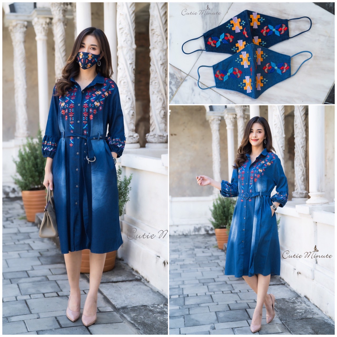 SaLe+++14082 Maxi+Mark เดรสผ้ายีนส์เกรดพรีเมี่ยม เนื้อผ้ามีความนุ่ม ผ้ายืดหยุ่นใส่สบาย แขนปลายพองเล็กๆงานฟอกสวยๆ ดีเทลปักลายสวยมากค่ะ มีกระเป๋า2ข้าง มาพร้อมกับเข็มขัด แยกชิ้นมากับชุด งานสวยเกรดระดับขึ้นห้างใส่แล้วสวยเก๋ ไม่ซ้ำใครนะคะ ** Mask ทรงสวยปรับเข้