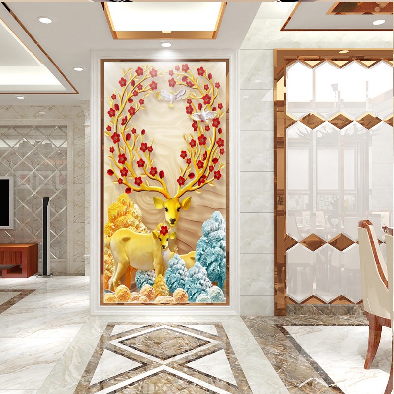 กวางทอง ครอสติสคริสตัล Diamond painting โมเสก ภาพติดเพชร งานฝีมือ DIY