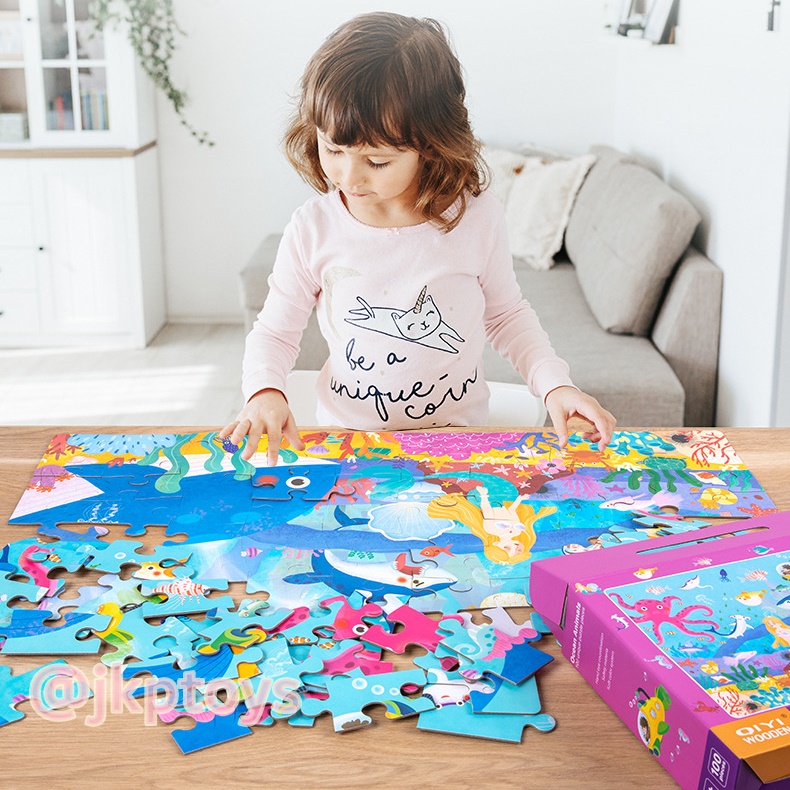 🌈ของเล่นเสริมพัฒนการ จิ๊กซอว์ 100 ชิิ้น ขนาด 70x48 ซม จิ๊กซอว์สำหรับเด็ก แนะนำสำหรับน้องวัย4-8ปี สำเนา