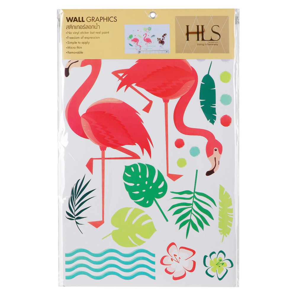 สติ๊กเกอร์ลอกน้ำ HOME LIVING STYLE FLAMINGO 34X47 ซม.คละสี วอลเปเปอร์และสติ๊กเกอร์ DIY