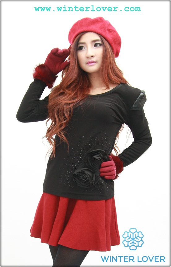 หมวกกันหนาวทรงไบเล่สีแดงสดผ้าวูล100%(พร้อมส่ง)(Free Size)