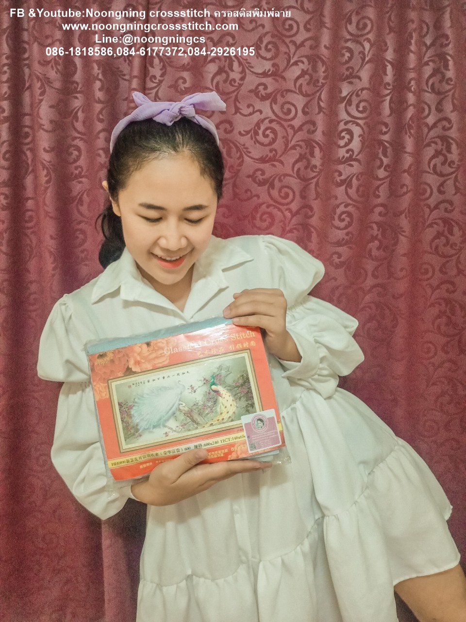 ปลาโลมา ชุดปักครอสติส พิมพ์ลาย ครอสติสจีน งานฝีมือทำที่บ้าน DIY