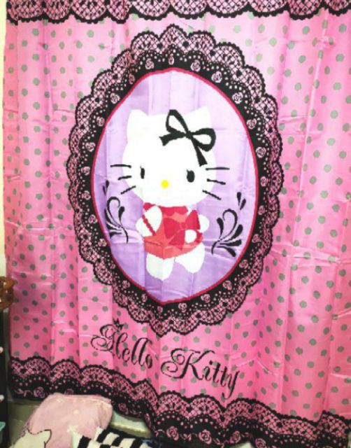 ผ้าม่านห้องน้ำ โลโก้คิตตี้ ผ้าม่านประตู ผ้าม่านกั้นห้อง ม่านหน้าต่าง ของตกแต่งห้อง ตกแต่งห้องนอน ของแต่งห้องนอน