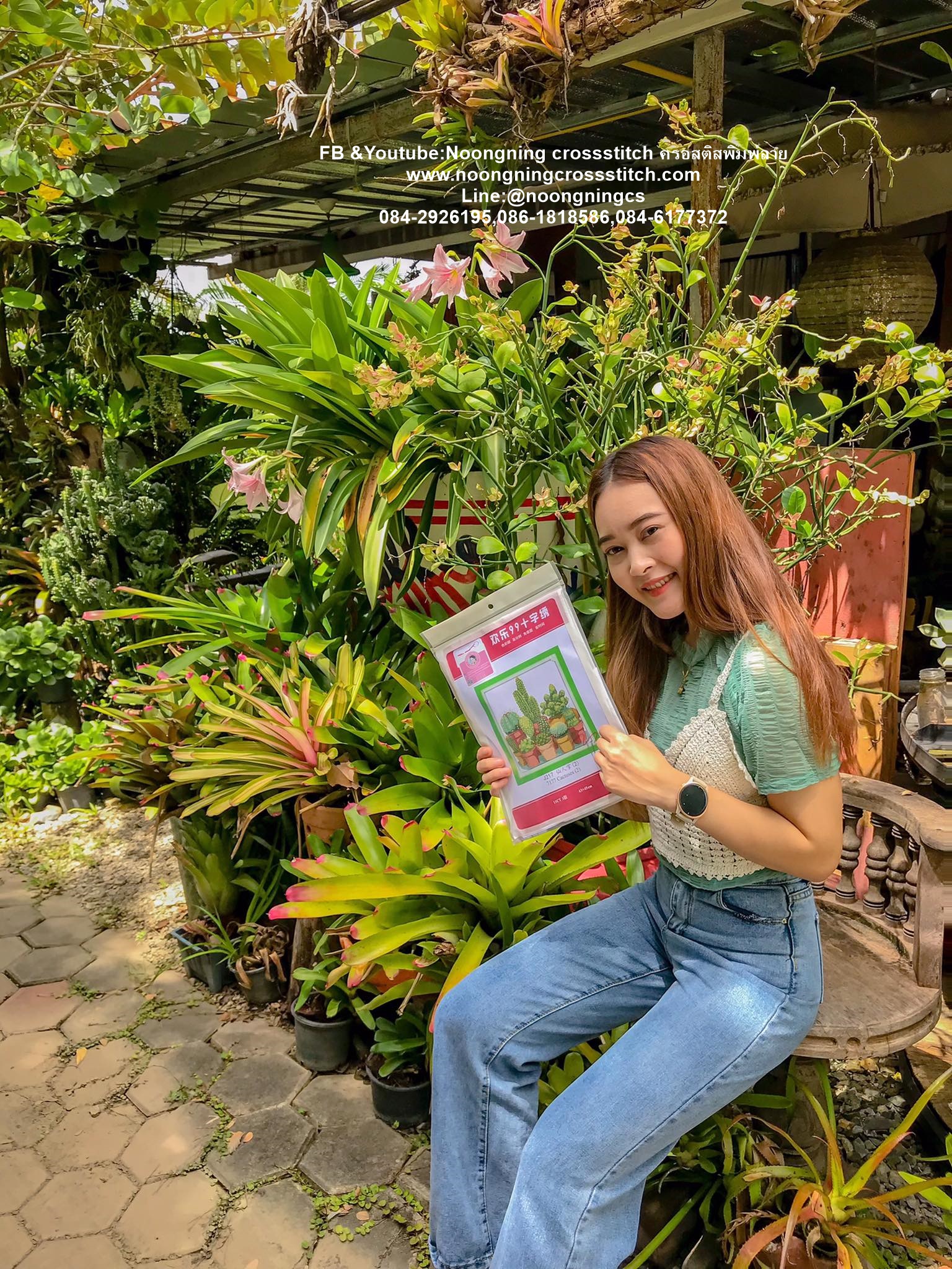 กระบองเพชร ชุดปักครอสติส พิมพ์ลาย ครอสติสจีน งานฝีมือทำที่บ้าน DIY