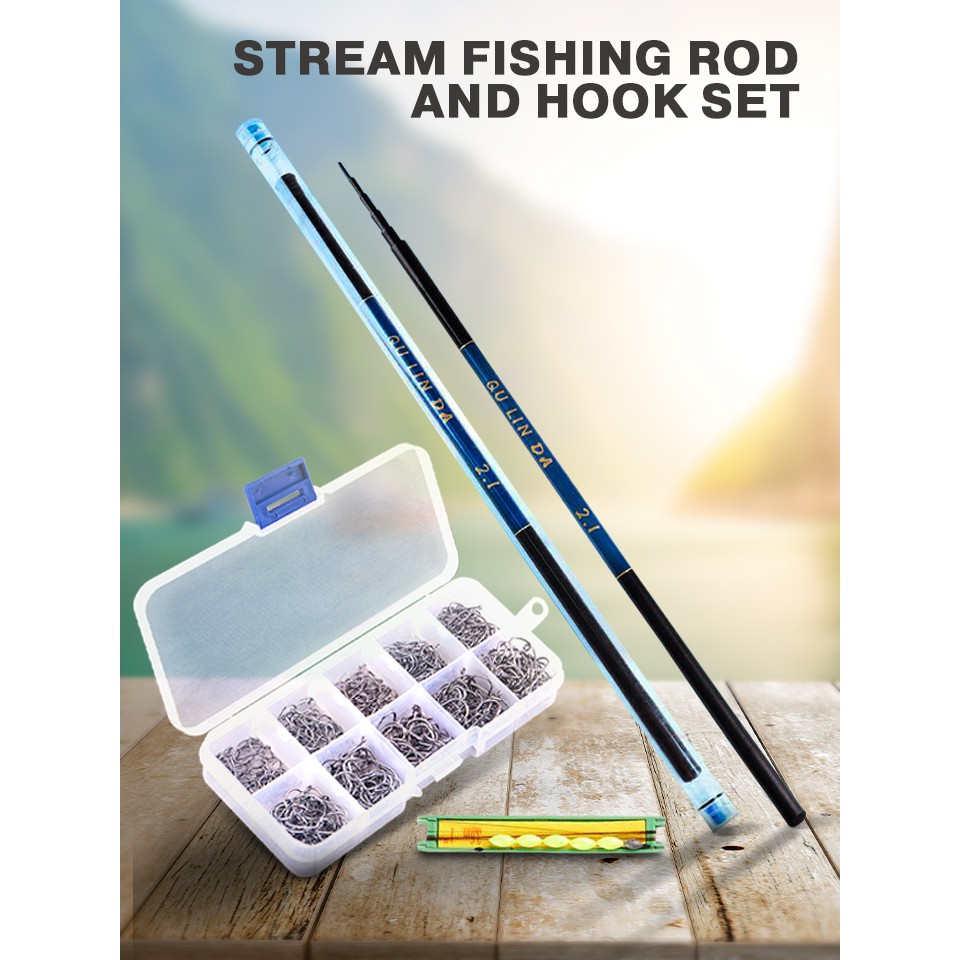 !!สินค้าขายดี!! QU LIN DA เซ็ตเบ็ดตกปลาพร้อมตะขอเกี่ยว 500 ชิ้น QU LIN DA Fishing Rod and Hook Set