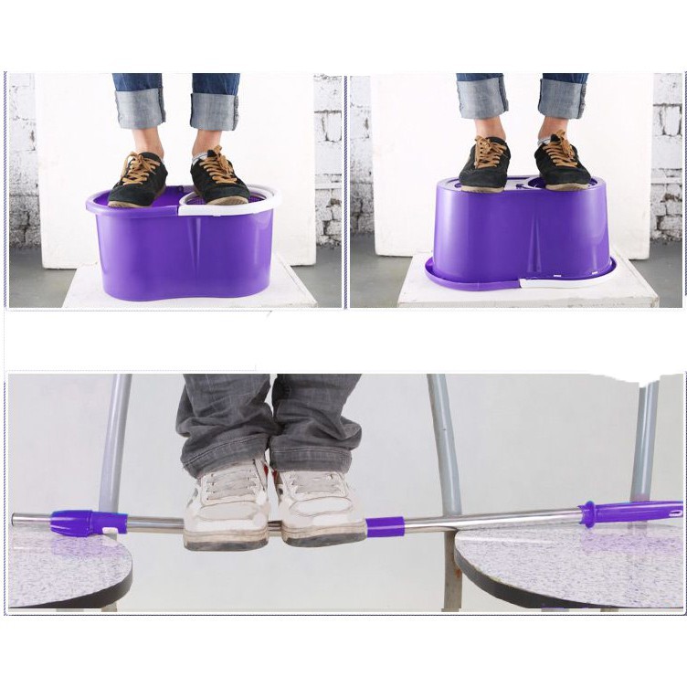 ไม้ถูพื้นรีดน้ำ ไม้ถูพื้นถังปั่น มีล้อในตัว มีช่องปล่อยน้ำทิ้ง พร้อมผ้าถูพื้นไมโครไฟเบอร์ Spin mop ไม้ม็อบ ไม้ถูบ้าน